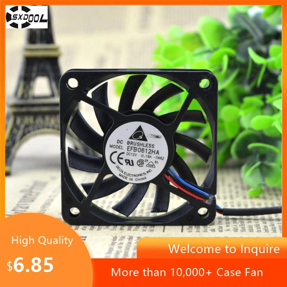 Ventilador 6010 para Delta EFB0612HA 60x60x10mm 12V 0.18A doble bola 4200RPM 18CFM ventilador ultrafino para electrónica - imagen 3
