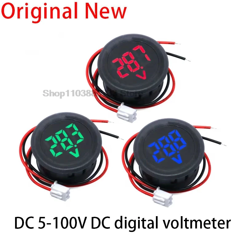 Voltímetro Digital de DC5-100V, voltímetro Circular con pantalla Digital LED, medidor de corriente de voltaje para coche, probador Detector de voltios