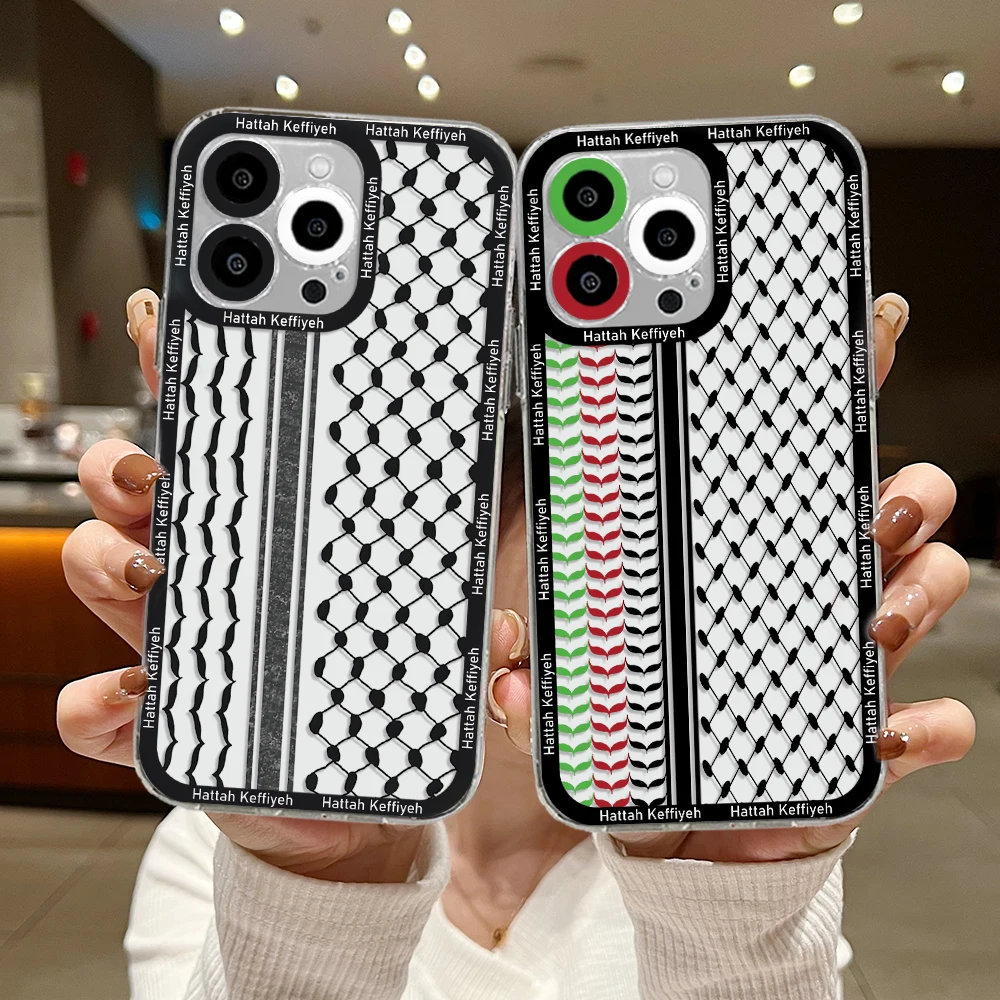 Funda de teléfono de lujo Hattah Keffiyeh, Funda transparente para IPhone 16, 15, 14, 13, 12, 11, Mini Pro Max, X, XR, XSMax, 7, 8 Plus, SE20