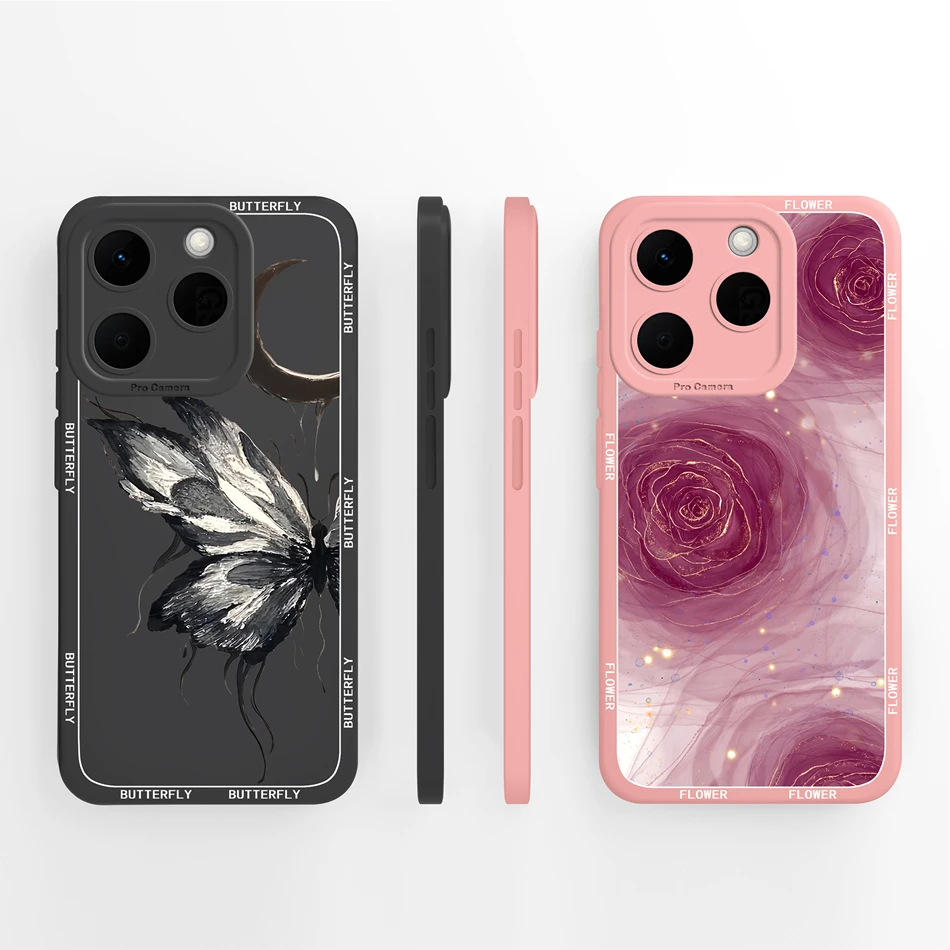 Para Realme 15T 15X 5G funda de teléfono mariposa Rosa suave silicona líquida anticaída cubierta para Realme 15 T X parachoques ligero - imagen 2
