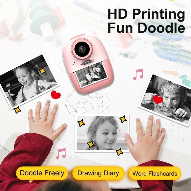 Cámara de impresión instantánea para niños y niñas, cámara instantánea con papel fotográfico térmico, juguetes, regalos de cumpleaños - imagen 4