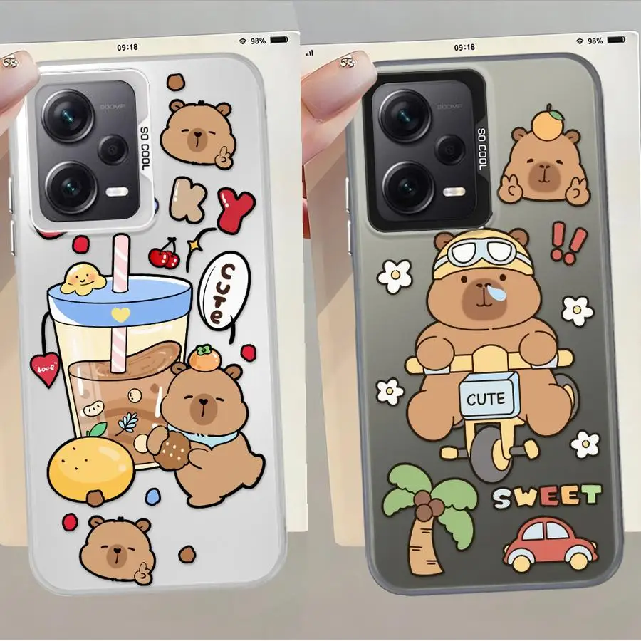 Funda trasera de teléfono para Xiaomi Redmi 13C 9C A5 12C 10C A1 A2 Plus 9T K60 14C capibara dibujos animados lindo - imagen 4