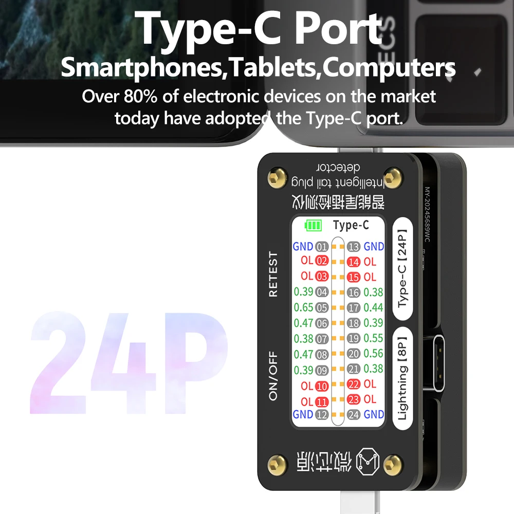 Probador de conector inteligente WXY para Lightning tipo C diseñado para teléfono inteligente, IPad, tableta y herramienta de diagnóstico de conector de ordenador portátil - imagen 3