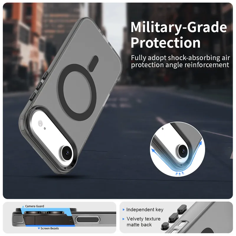 Funda magnética Magsafe para iPhone 17 Air 16 16e 15 14 13 12 11 Pro Max, cubierta protectora mate para PC con carga inalámbrica - imagen 4