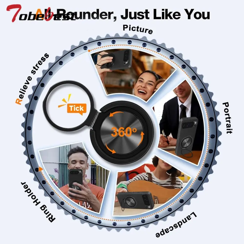 Funda de silicona líquida con soporte magnético giratorio de 360 grados para Google PIXEL10 9 9A 8 8A 7 7A 6 6A Pro XL cubierta trasera suave - imagen 3