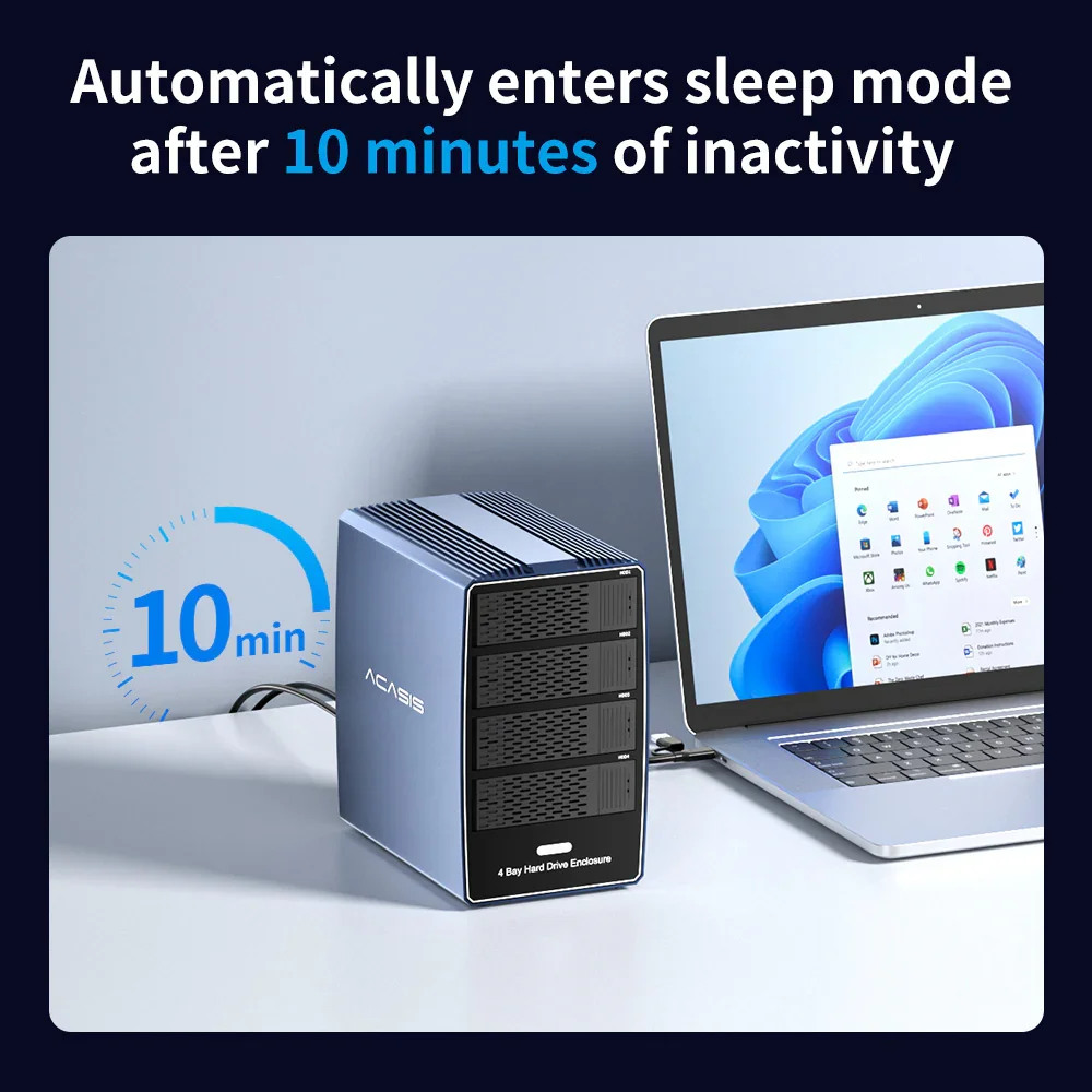 Acasis USB 3.0 4 bahías 3,5/2,5 pulgadas SATA/SAS HDD/SSD Estuche 72 TB para almacenamiento empresarial - imagen 5