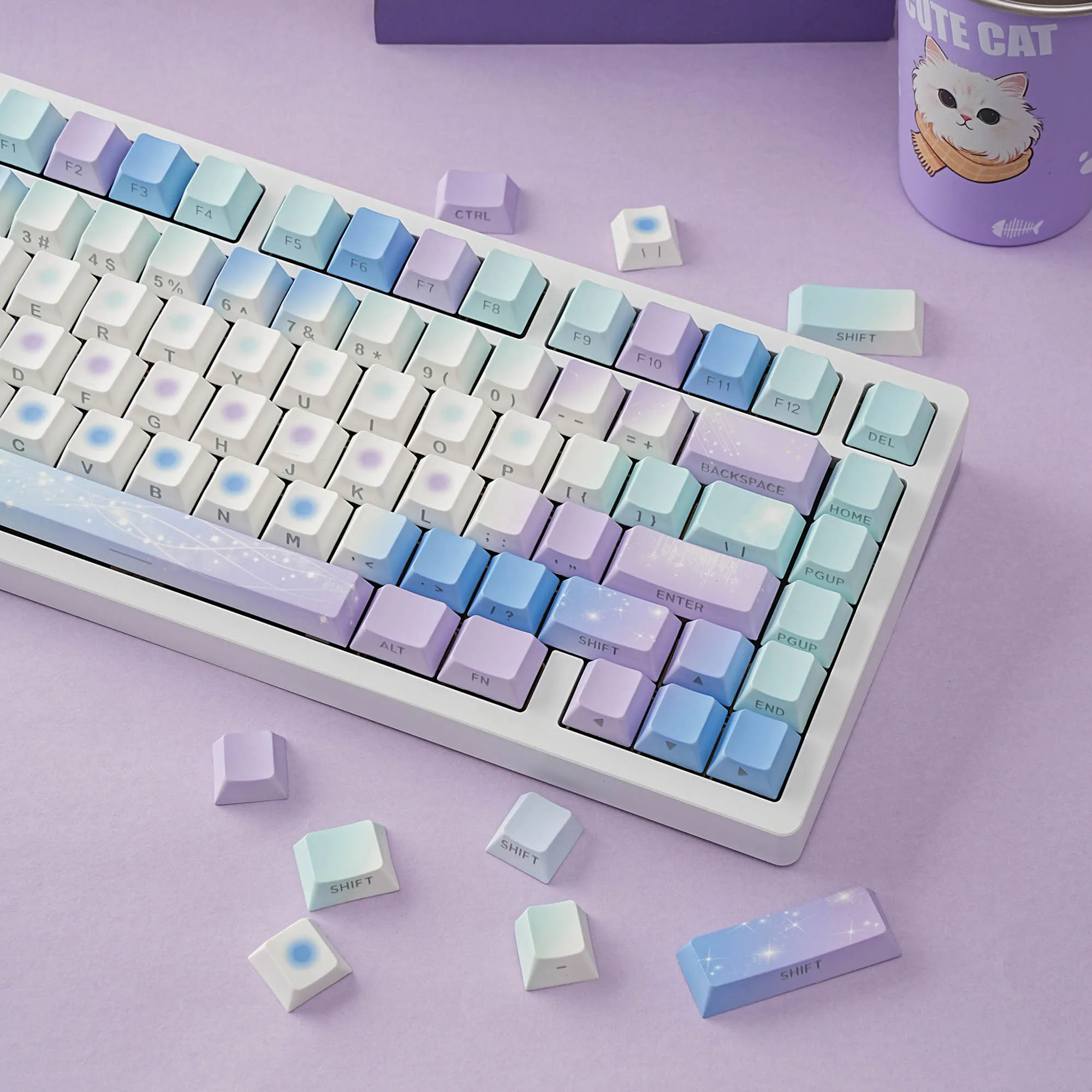 Teclas coreanas PBT Cherry perfil tinte subpersonalizado DIY luz a través de letras para interruptor Mx Teclado mecánico Wooting Hi98 Hi75 - imagen 3