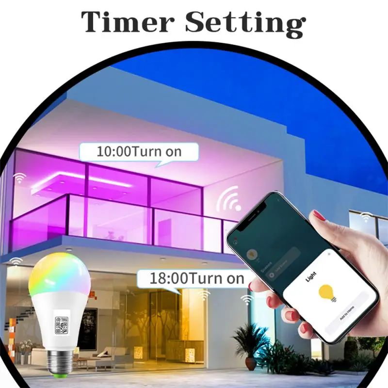 Homekit-bombilla inteligente con temporizador, lámpara LED de ahorro de energía, E27 RGB + CW + WW, 85-265V, con Control por voz Siri - imagen 5