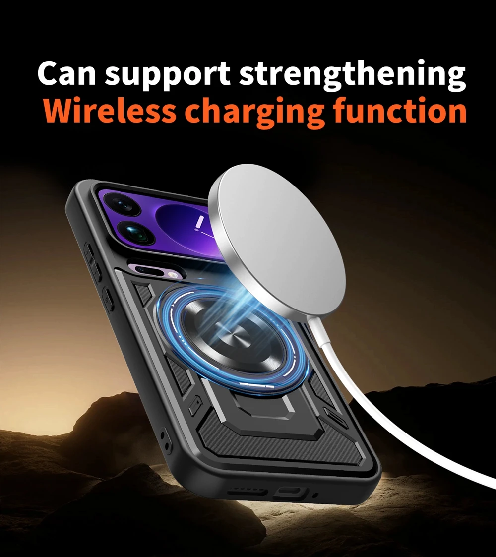 Armadura Funda para Magsafe Funda de carga inalámbrica para Xiaomi 17 Pro Max Mi 17 17Pro Max 5G cubierta de soporte de anillo magnético - imagen 5