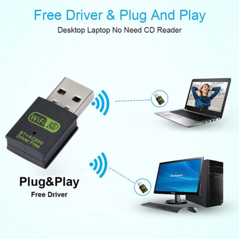 Grwigeou-Adaptador USB WiFi Bluetooth de 600Mbps, receptor externo inalámbrico de doble banda de 2,4 Ghz y 8Ghz, Dongle para PC, portátil y de escritorio - imagen 5