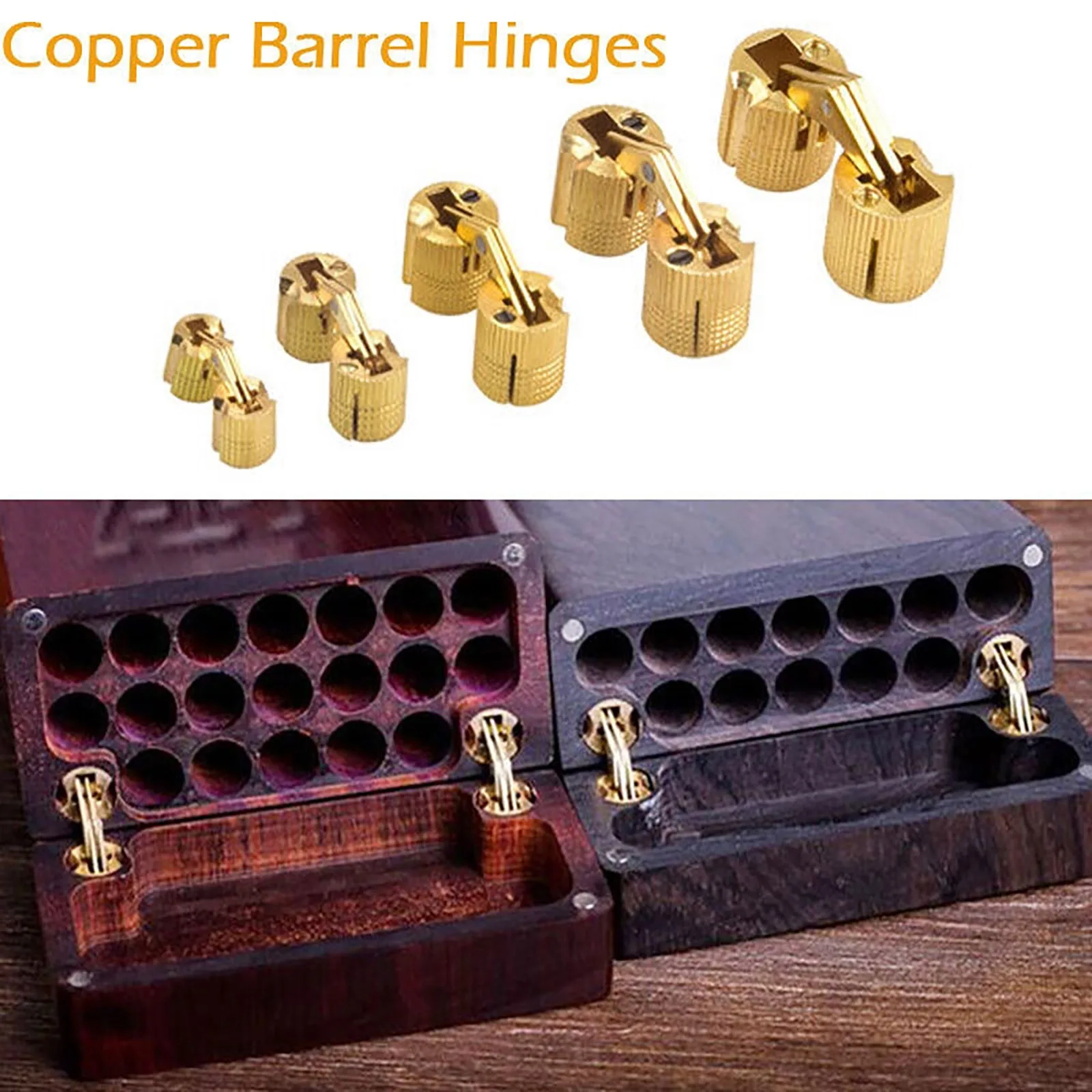 Bisagras cilíndricas de barril de cobre, montaje oculto de latón Invisible para herrajes de muebles, 10mm-18mm, 4 unidades por juego