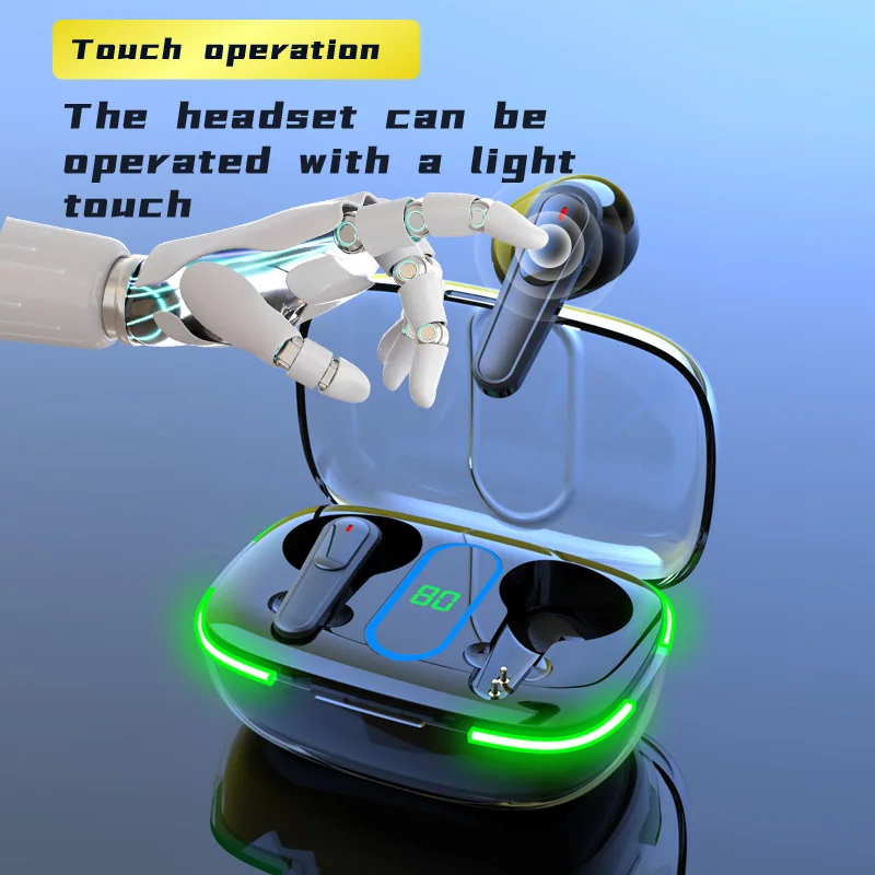 Auriculares inalámbricos TWS con Bluetooth 5,3, cascos deportivos con Control táctil, micrófono, funciona en todos los teléfonos inteligentes, auriculares de música