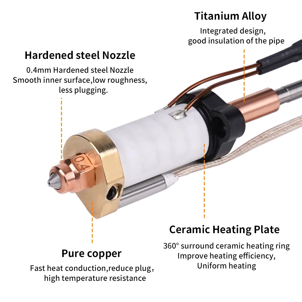 Para Creality Hi Hi Combo Hotend Kit boquilla todo en uno de acero endurecido funda de silicona bloque calefactor de cerámica 300 ° Pieza de impresora 3D C - imagen 2