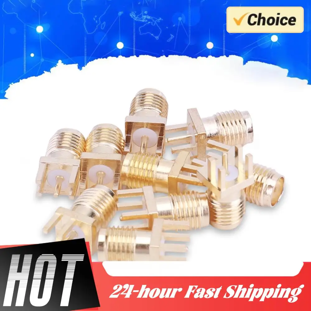 Adaptador de conector hembra SMA, enchufe de SMA-KE de latón con conector RF de 4 pines, Base hembra, conectores de montaje PCB, 10-100 Uds. - imagen 2