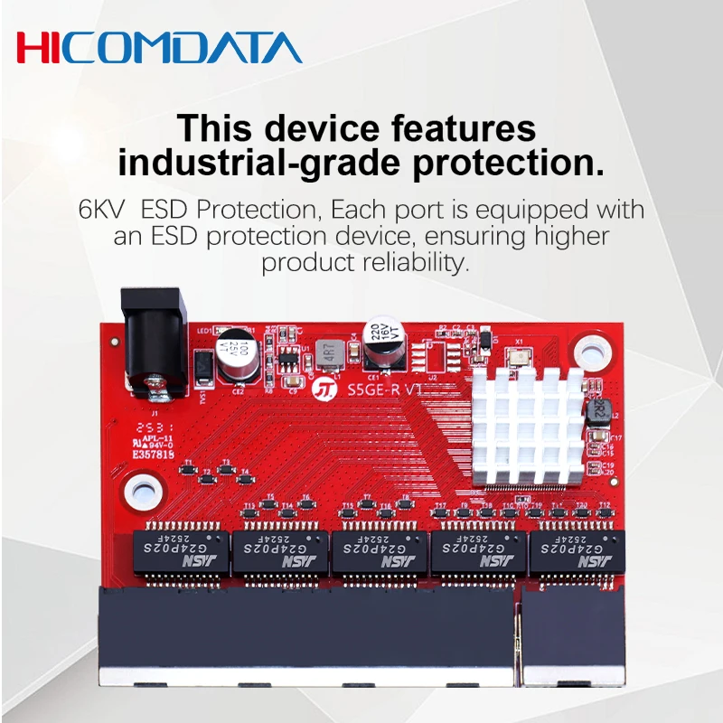 Conmutador de red Gigabit de 5 puertos, placa PCBA, concentrador de red con puerto de monitoreo, expansor de puerto de red PCBA, compatible con fuente de alimentación de 5-12V