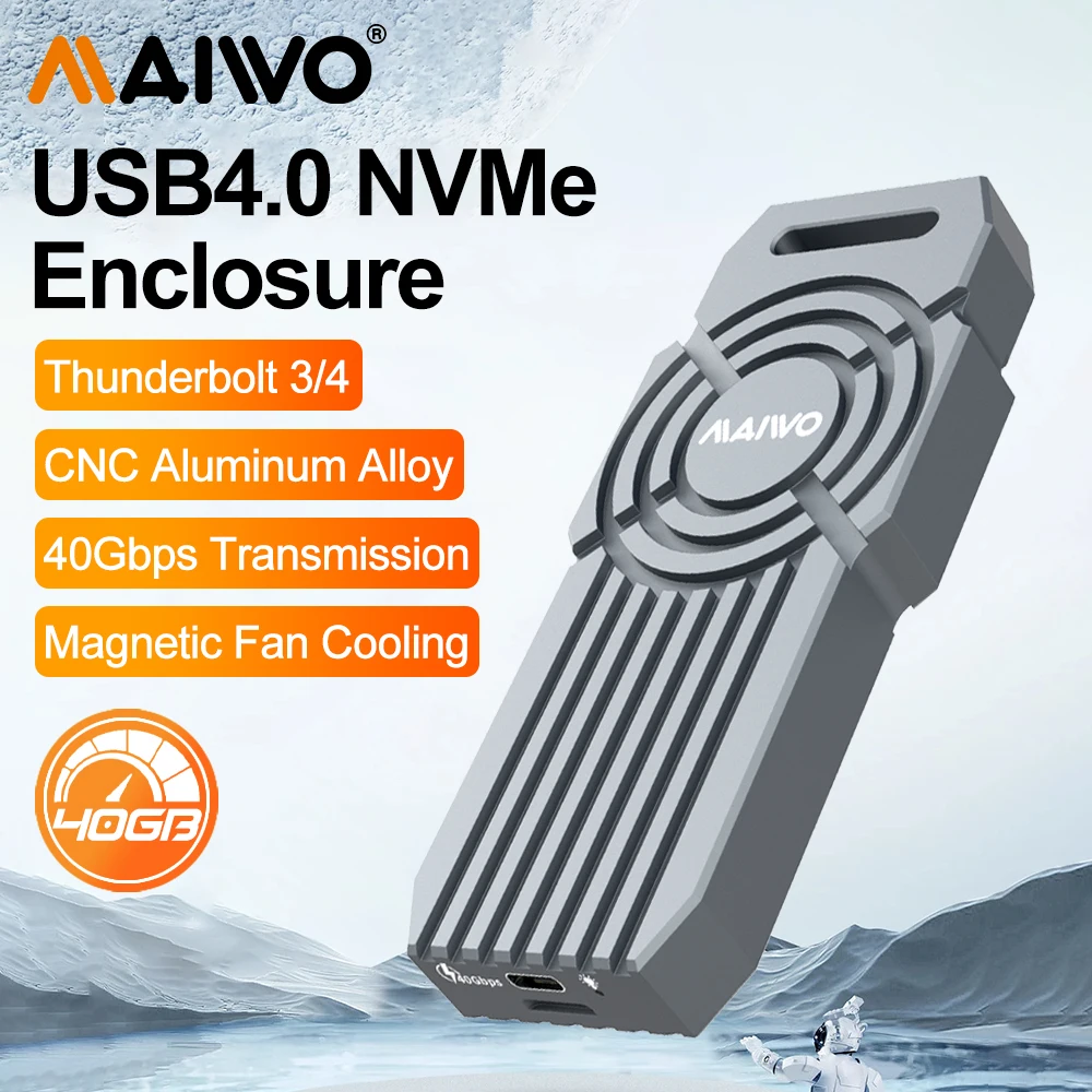 MAIWO-controlador duro externo M.2 NVMe SSD, carcasa M2 a tipo c 4,0, carcasa de unidad de estado sólido, 40gbps, Compatible con Thunderbolt 4/3 - imagen 2