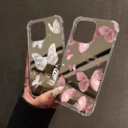 Funda Espejo Rosa Mariposa para iPhone 16/15/14/13/12/11