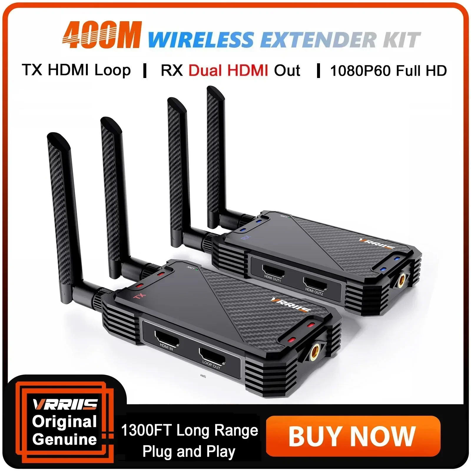 Transmisor y receptor de transmisión de sincronización de Audio y vídeo inalámbrico de 1300 pies, extensor HDMI Dual de 400m para cámara, portátil, PC, Monitor de TV - imagen 2