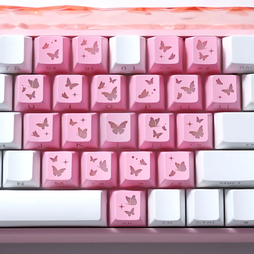 Teclas Translúcidas en Forma de Corazón, Color Rosa, 21 Teclas, Impresión Lateral, Acabado Satinado con Brillo Suave, Perfil Cherry, para DIY - imagen 5