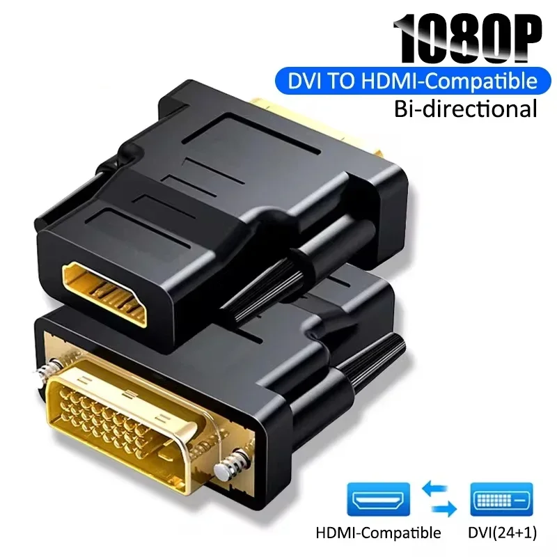 Adaptador de Cable Compatible con DVI a HDMI de 1080P, convertidor de conector bidireccional DVI macho a hembra para proyector PS3, portátil y TV Box