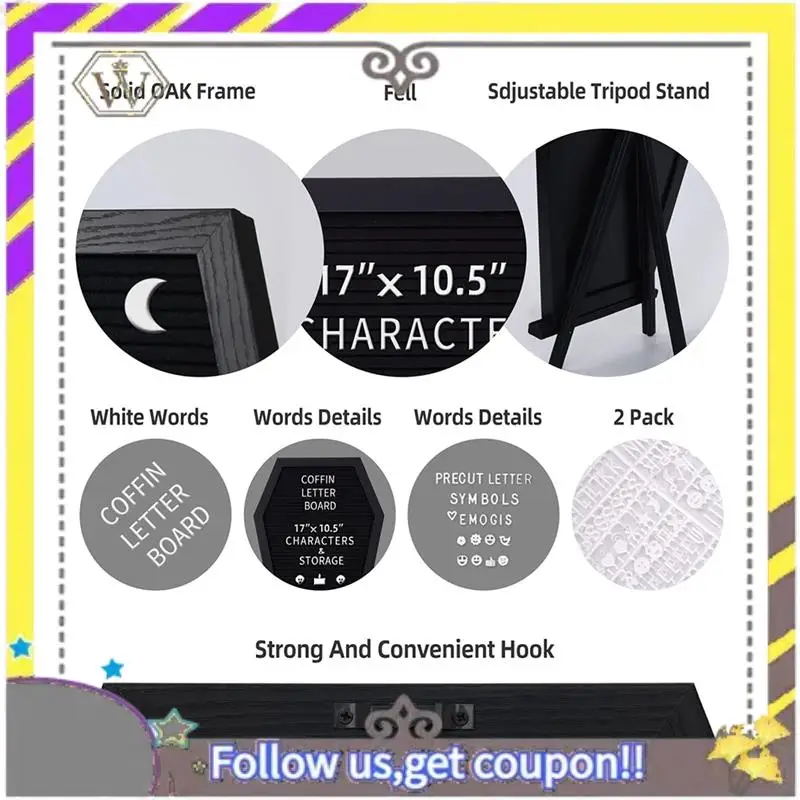 Nuevo 1 Juego de tablero de mensajes gótico, decoración del hogar y la Oficina, tablero de letras decorativo con 340 caracteres cambiables blancos - imagen 5