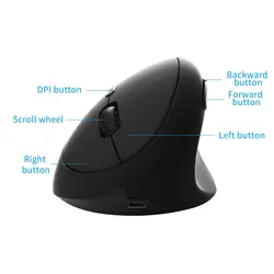 Ratón Vertical Ergonómico Gamer 1600DPI Inalámbrico Recargable