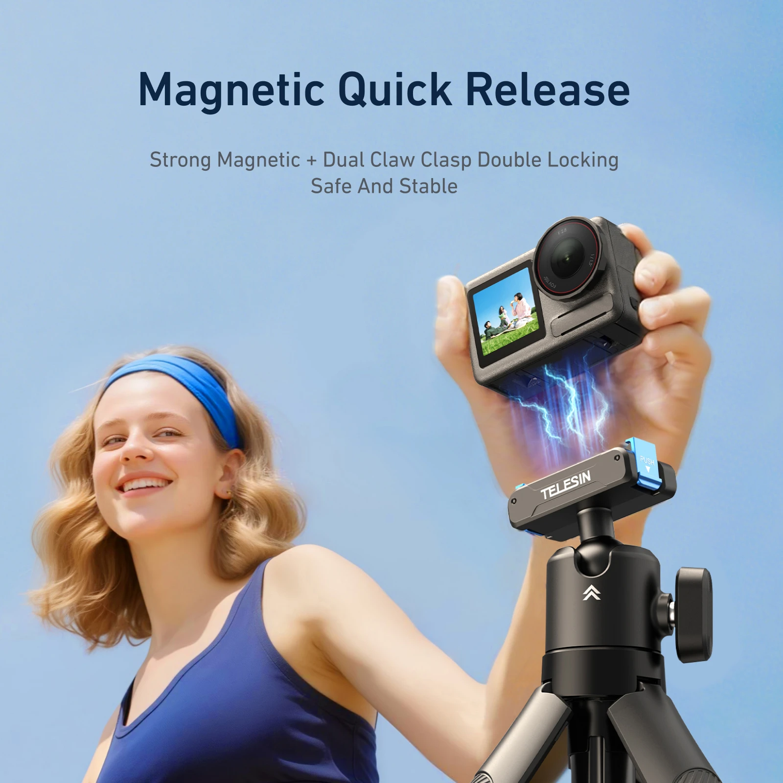 TELESIN Mini trípode/palo Selfie portátil de liberación rápida soporte de aleación de aluminio para GoPro DJI Osmo Cámara de Acción empuñadura de mano - imagen 4