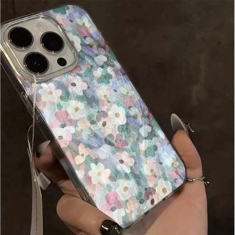 Funda de flores coloridas para iPhone 16Pro 17 15 14 13 12 11 Pro Max XR 7 8 Plus SE carcasa protectora de pantalla a prueba de golpes - imagen 4