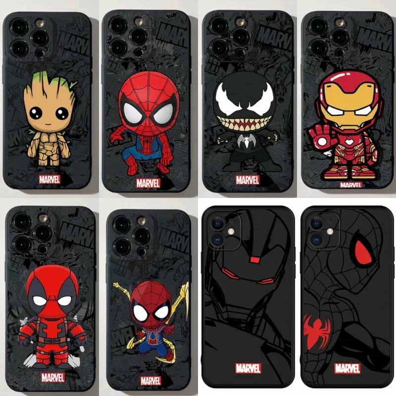 Funda de teléfono para IPhone 17 15 12 16 Pro Max 17 Air 13 Mini 14 Plus Marvel Spider Man Groot Deadpool funda de silicona suave nuevo diseño