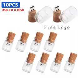 Pendrive USB 2.0 en Botella de Vidrio con Corcho para Boda