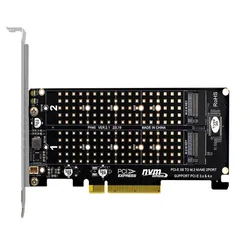 Tarjeta Adaptador Dual M.2 NVMe PCIe 4.0 x8 RAID SSD para PC