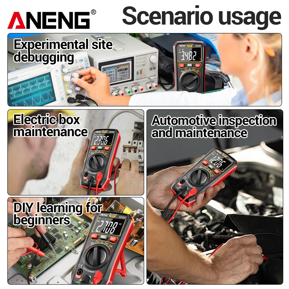 ANENG SZ202 Digital Multimeter Tester Voltage/Resistance+B18 Destacar Voltage Test Pen NCV Voltage Induction Multi-functional Professional Electrician Detector Tools Set - imagen 4