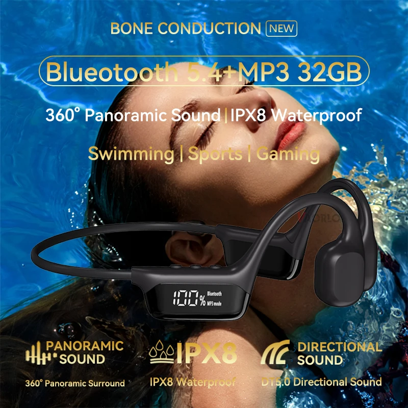 Nuevo IPX8 impermeable natación conducción ósea auriculares inalámbricos Bluetooth 5,4 32GB reproductor de MP3 HIFI Bass Music auriculares deportivos - imagen 3