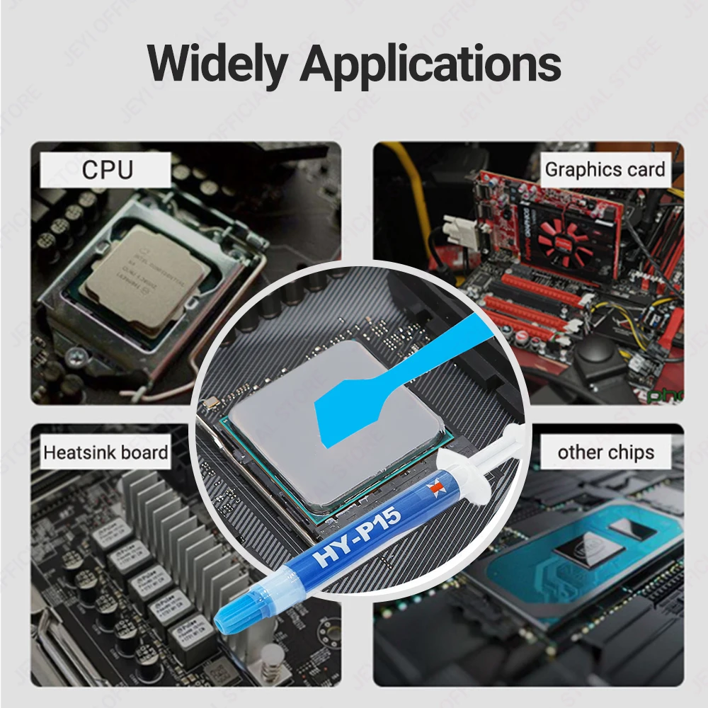 JEYI (15,2 W/m · K) pasta térmica de silicona de 2g para disipador de calor SSD y refrigeración de CPU/GPU, compuesto térmico de silicona para tarjeta gráfica de portátil - imagen 5