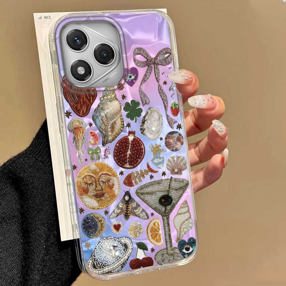 Funda de teléfono para mujer y niña, cara púrpura, sol, estrellas, para Honor 400, 200, 90, Smart Pro, X9a, X8b, X8a, X8c, X7c, X6c, Magic7, 6, 5, 70 Lite - imagen 4