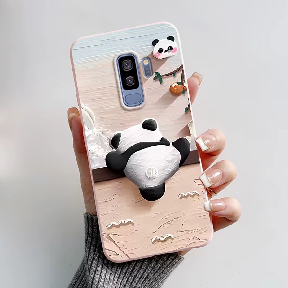 Funda trasera de silicona para Samsung Galaxy S9 Plus, bonita Funda protectora de conejo y Panda, Funda suave para teléfono SamsungS9 S9Plus - imagen 4