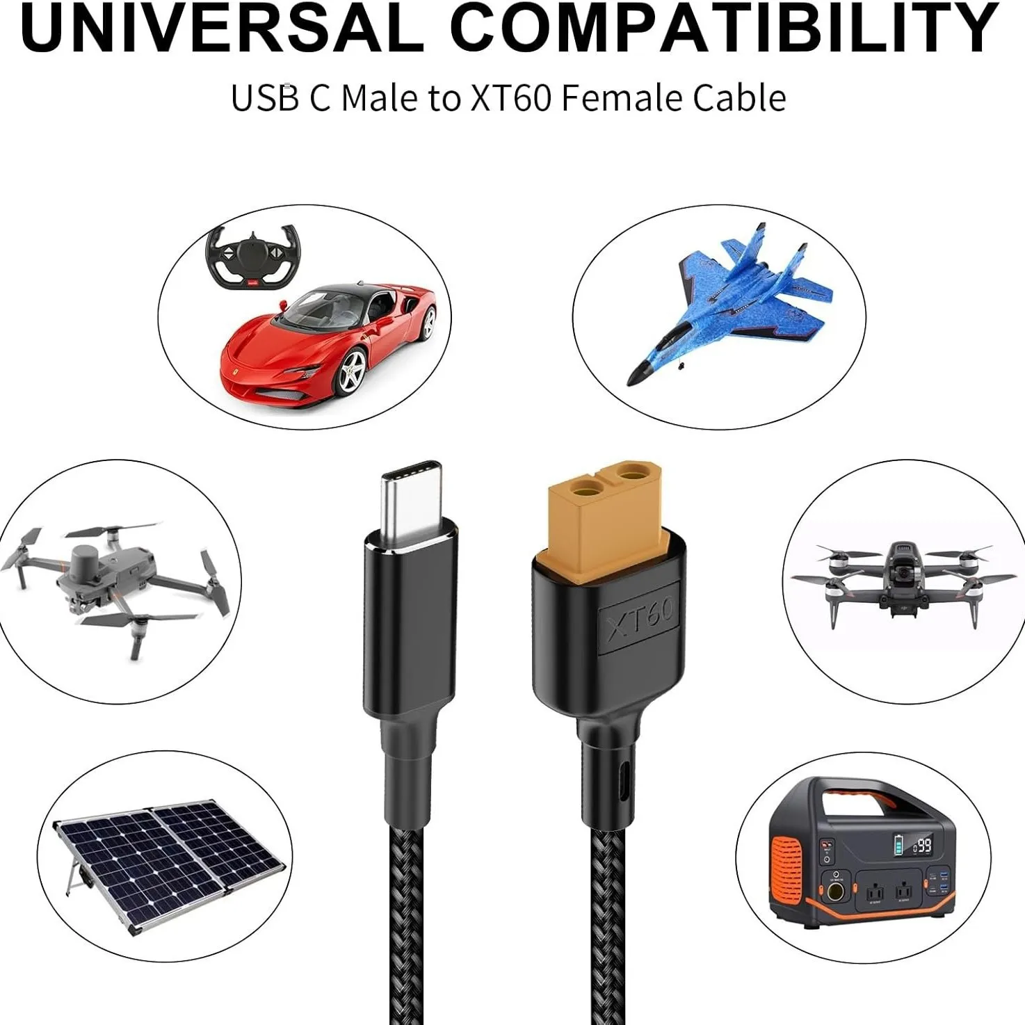 Cable de carga tipo C a XT60 para conectar la fuente de alimentación CC al modelo de avión y coche - imagen 5