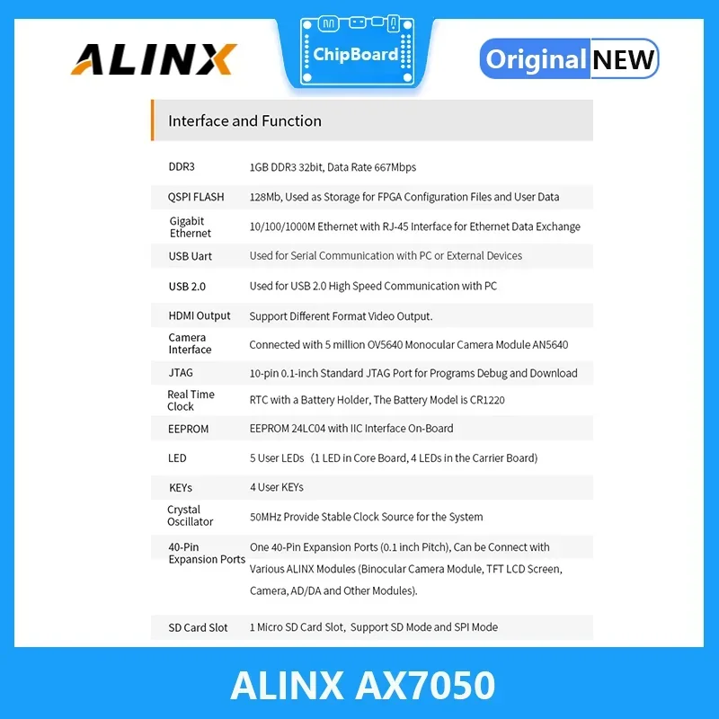ALINX AX7050: XILINX Spartan-7 XC7S50 VIVADO Placa FPGA - imagen 4