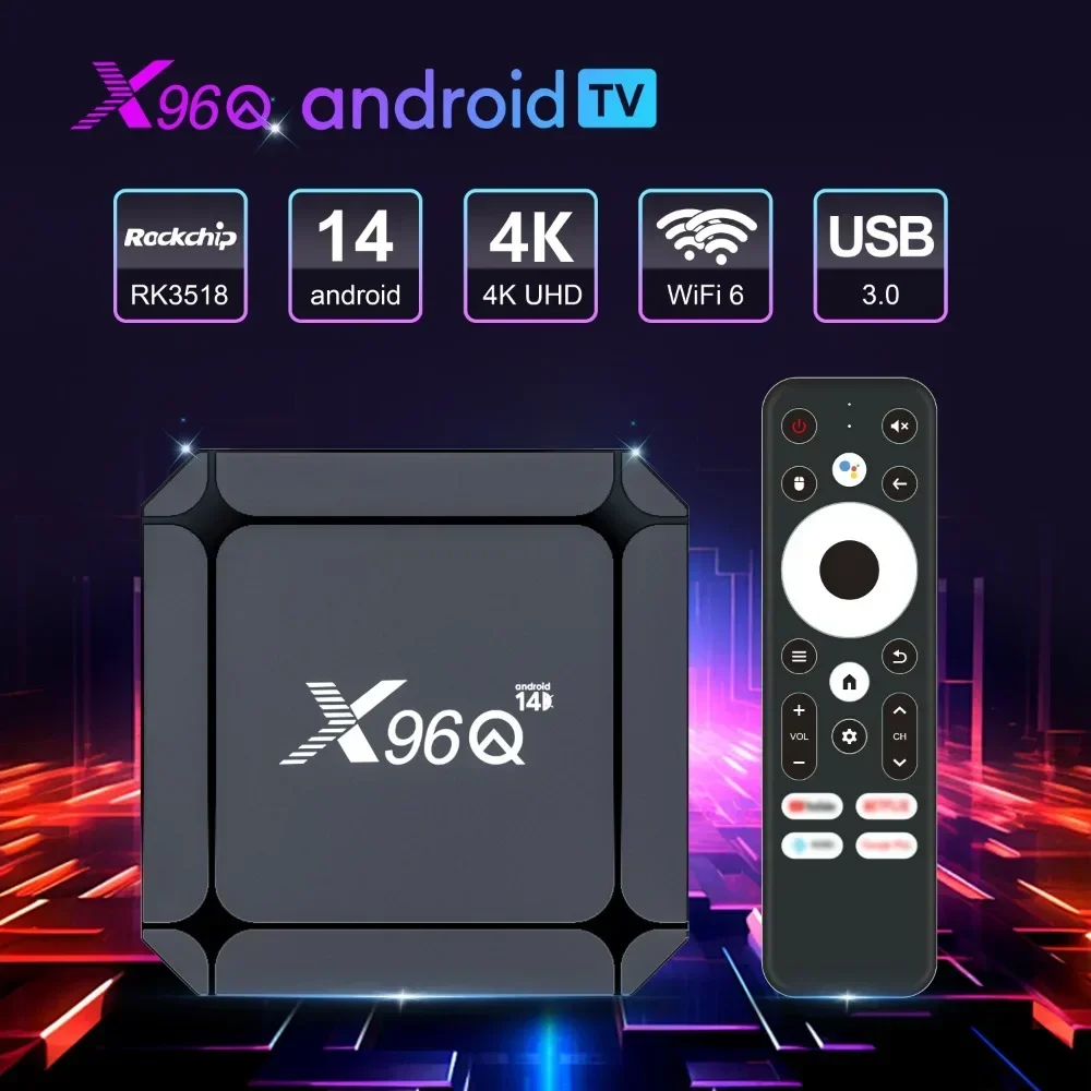100M X96Q PRO + Smart TV BOX X96Q RK3518 Android 14 TV Box 4K HD USB3.0 WiFi6 2G + 16G Internet TV Set Top Box reproductor multimedia inteligente - imagen 4