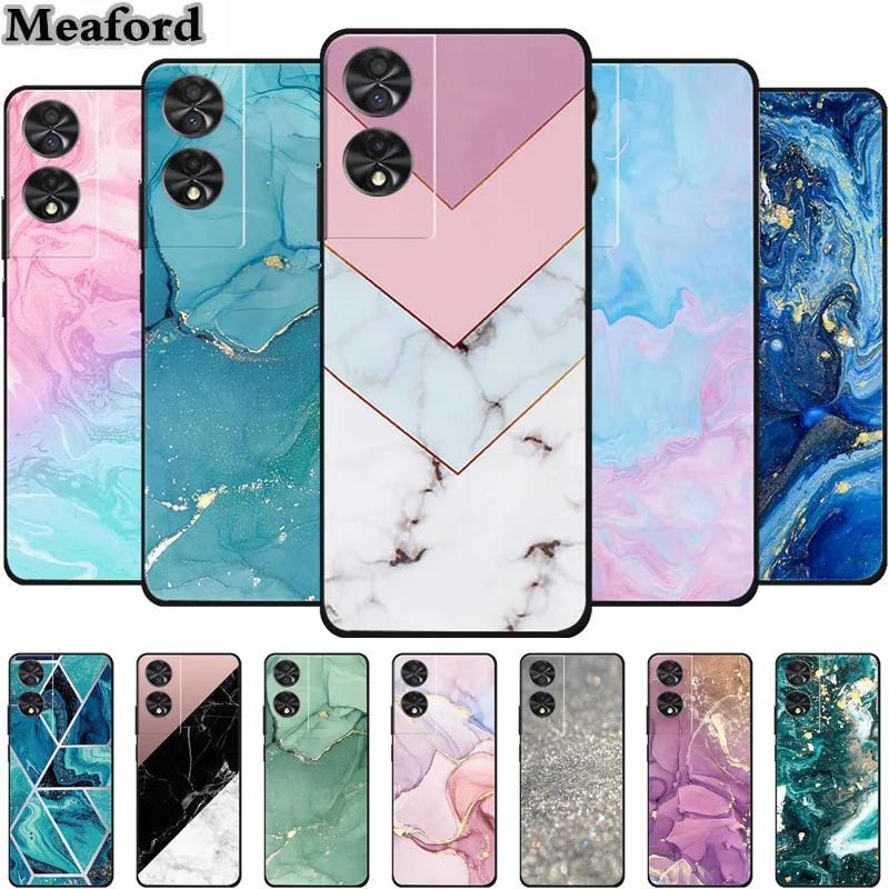 Funda de silicona suave Para teléfono, carcasa colorida pintada de Mica Para TCL 40 NxtPaper 4G, 6,78 pulgadas, TPU de mármol