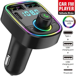 Transmisor FM Bluetooth 5.2 para coche, cargador rápido y manos libres