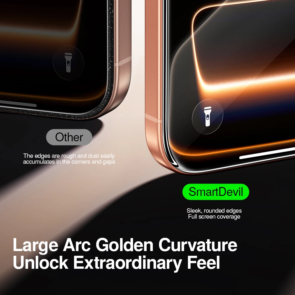 SmartDevil Protector de pantalla de esquina de cabina sin polvo para iPhone 17 Pro Max Película de vidrio templado a prueba de polvo para iPhone Air 17 16 Pro - imagen 4