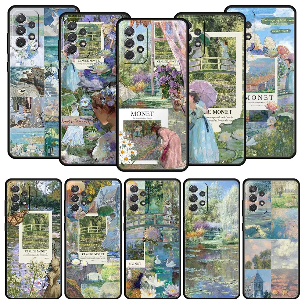 Funda de teléfono de arte Claude Monet para Samsung A51, A71, A21S, A12, A11, A15, A25, A31, A41, A52, A32, A23, A33, A53, A73, A03S, A05S, A13, 5G, A72