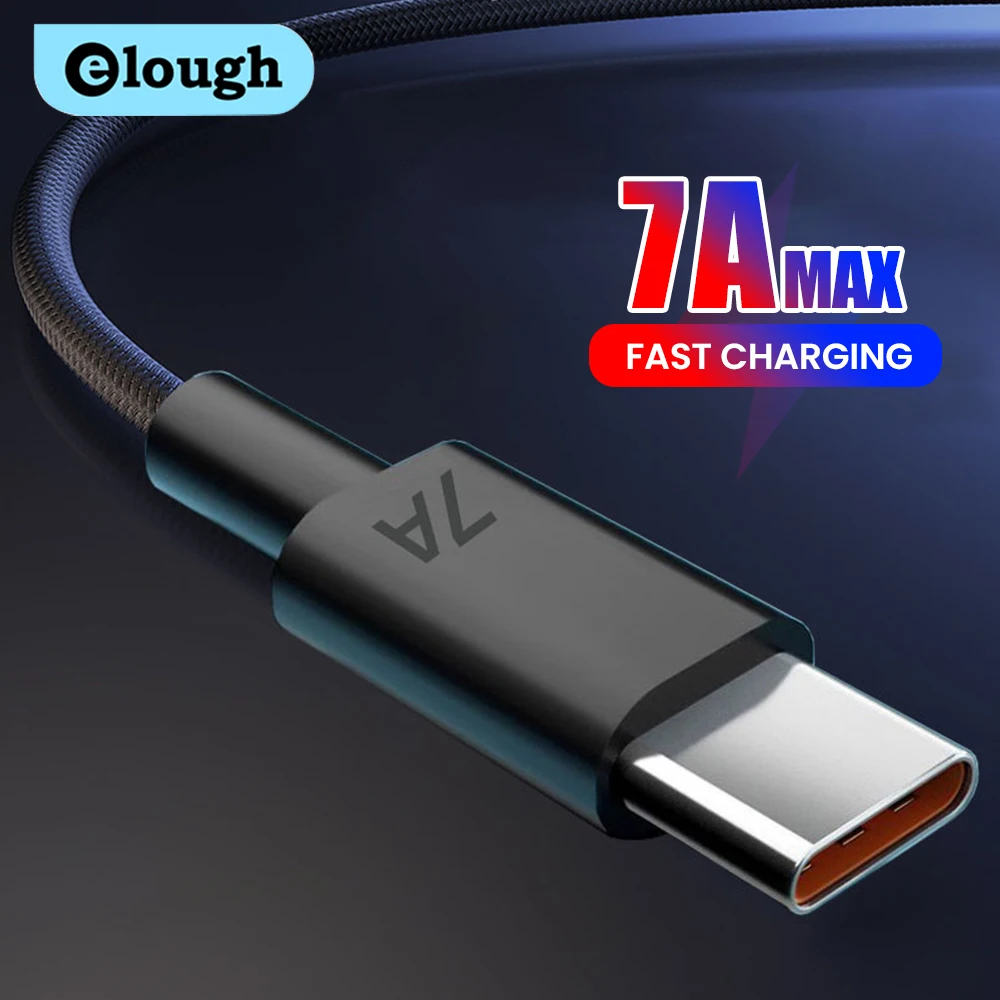 Elough 7A USB tipo C Cable de carga rápida 120W USB C Cable de cargador rápido para Huawei Honor vivo oppo Cable de datos