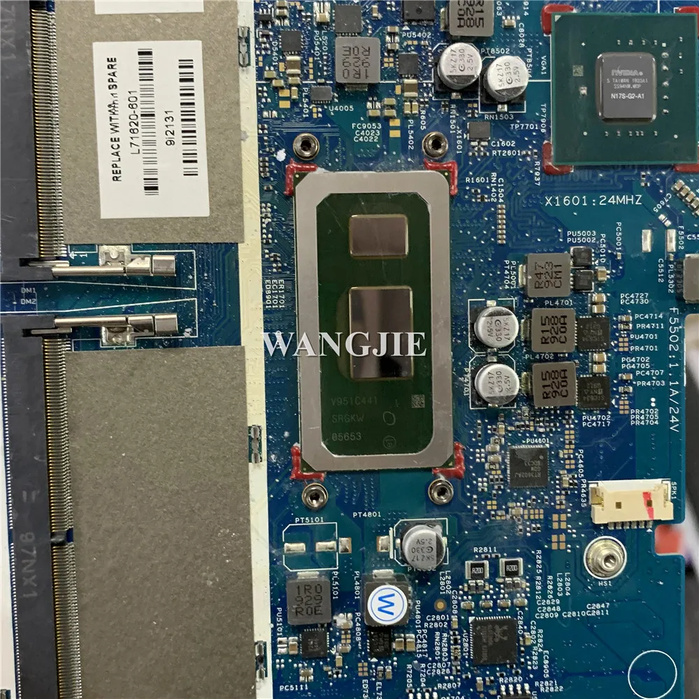 Para HP Envy 17-CE placa base de computadora portátil i7-10510U CPU Nvidia MX250 2GB GPU L71620-601 18739-1 100% en funcionamiento - imagen 4