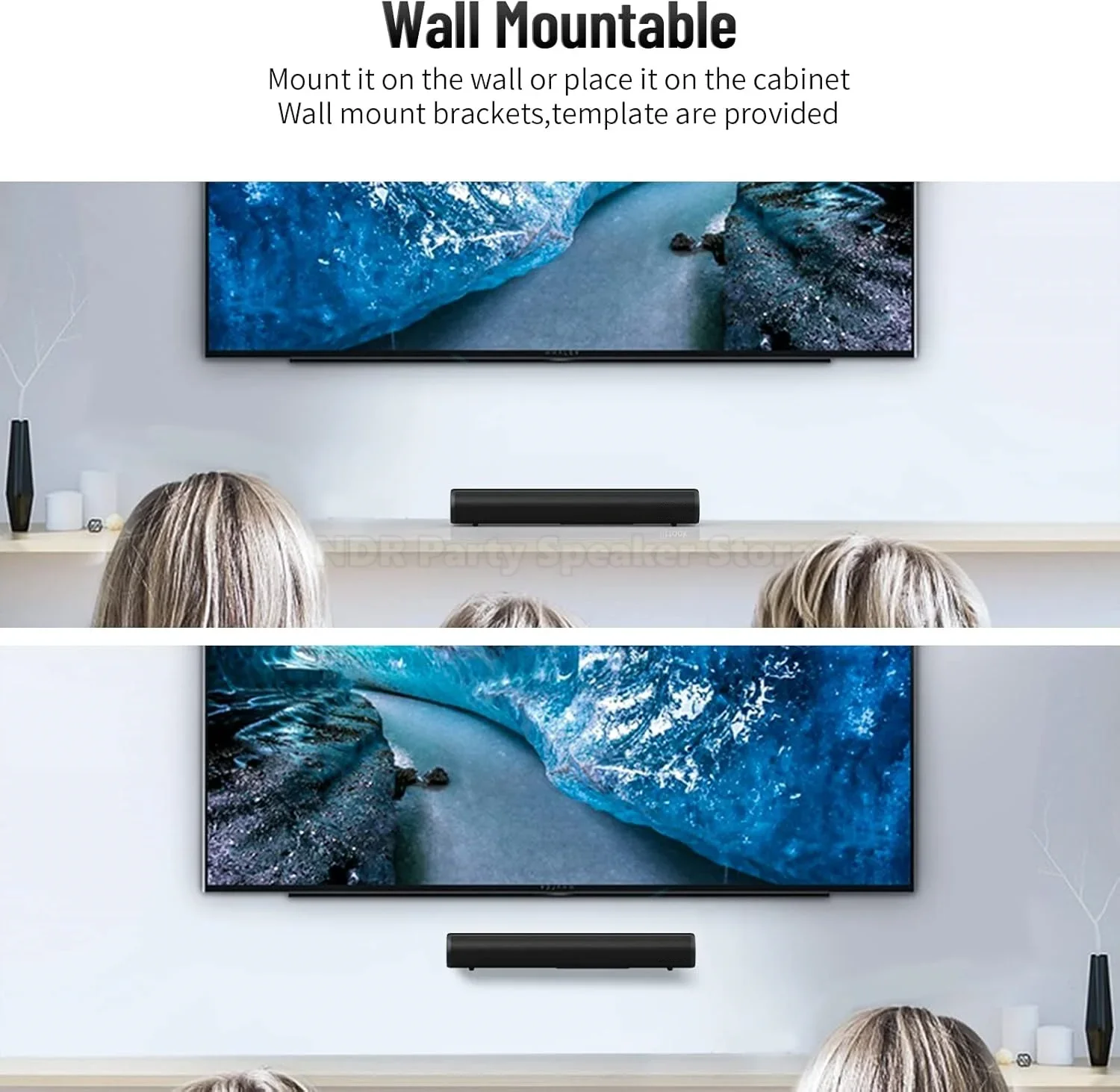 Barra de sonido de 50W para TV, barra de sonido pequeña de graves profundos, altavoz de TV, sistema de sonido envolvente para cine en casa, conexión HDMI/Bluetooth/óptica/Aux - imagen 5