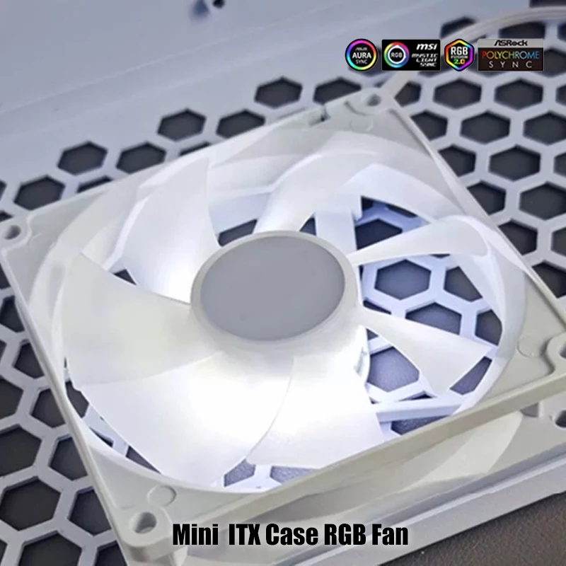 Mini ventilador ARGB con caja ITX, 8cm, 9cm, refrigeración por agua/aire, ventilador de radiador de CPU 8025 9225, enfriador MB 5V SYNC + 4 pines PWM - imagen 3