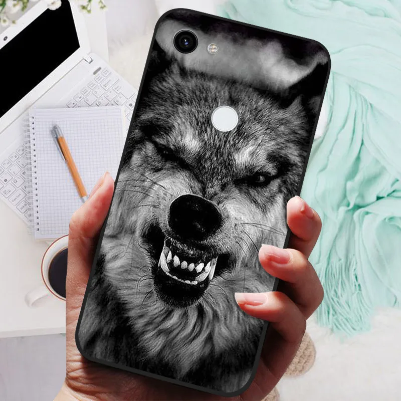 Funda negra para Google Pixel 3a XL, carcasa trasera de silicona suave, León, Lobo, para Google Pixel 3 XL - imagen 4