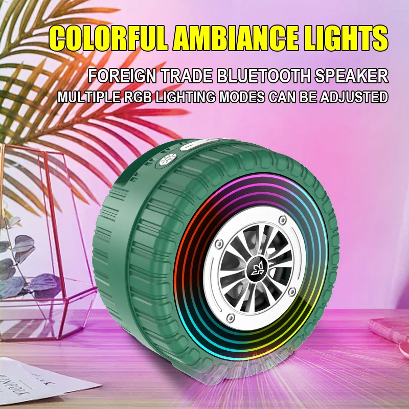 Altavoz inalámbrico creativo con forma de rueda de coche con luz Led, altavoz de música portátil con Bluetooth para exteriores, decoración para coche, regalos divertidos - imagen 3
