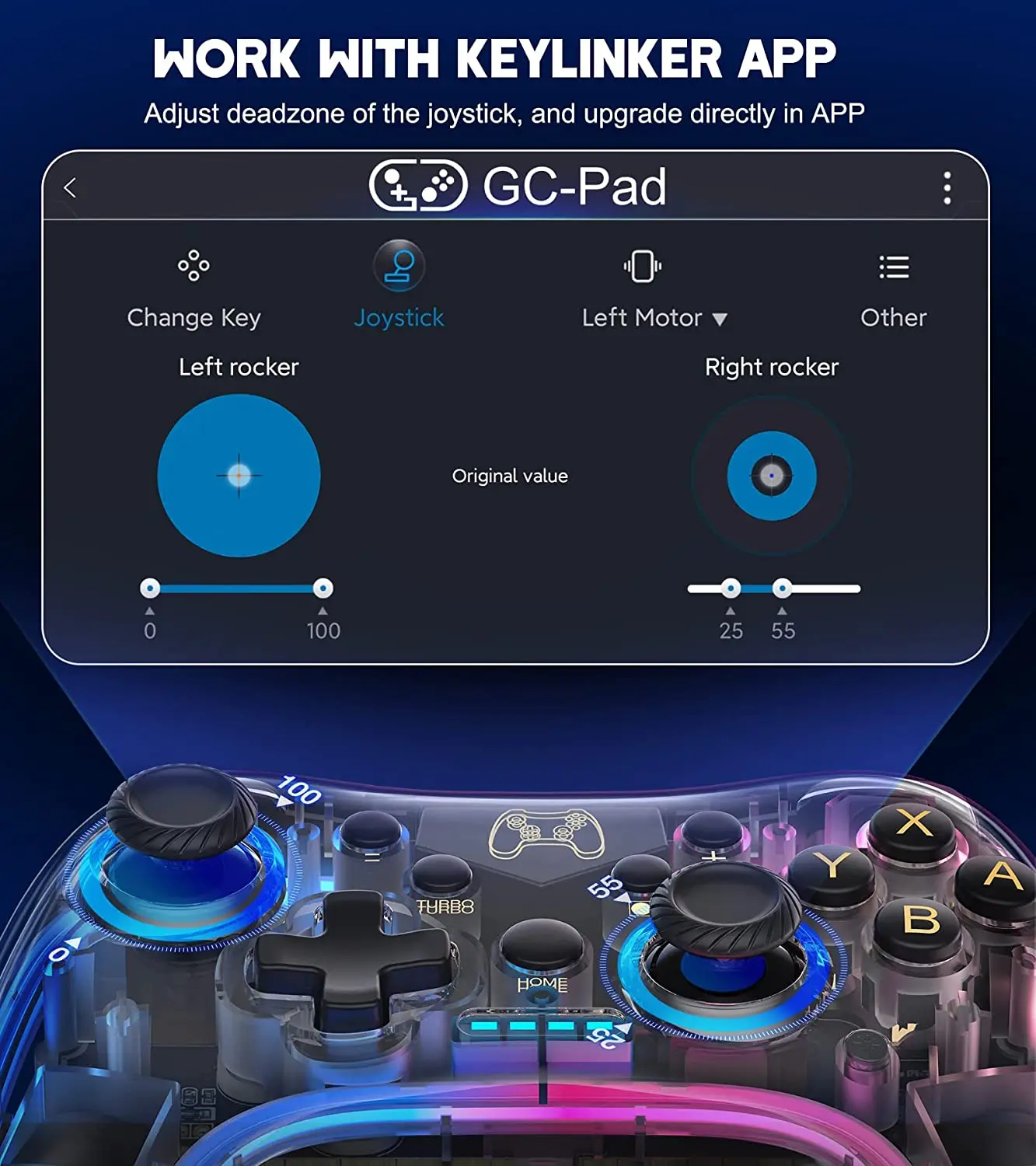 Controlador 7039 para interruptor con luces RGB, Turbo, función de despertador, compatible con multiplataforma y Control de aplicaciones, GamePad transparente - imagen 3